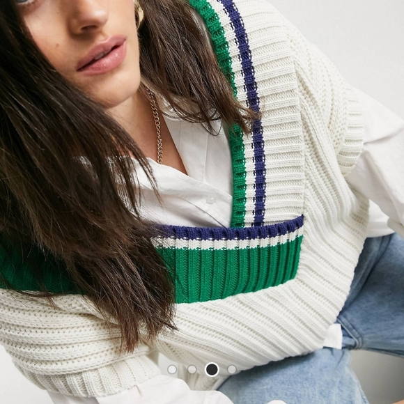 SOLD Asos Design Knit Vest with Stripe Detail - Picture 3 of 7